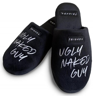 Friends TV-Serie Pantolette Hausschuhe ''UGLY NAKED GUY'' schwarz UK Größe 8-10 Schuhe