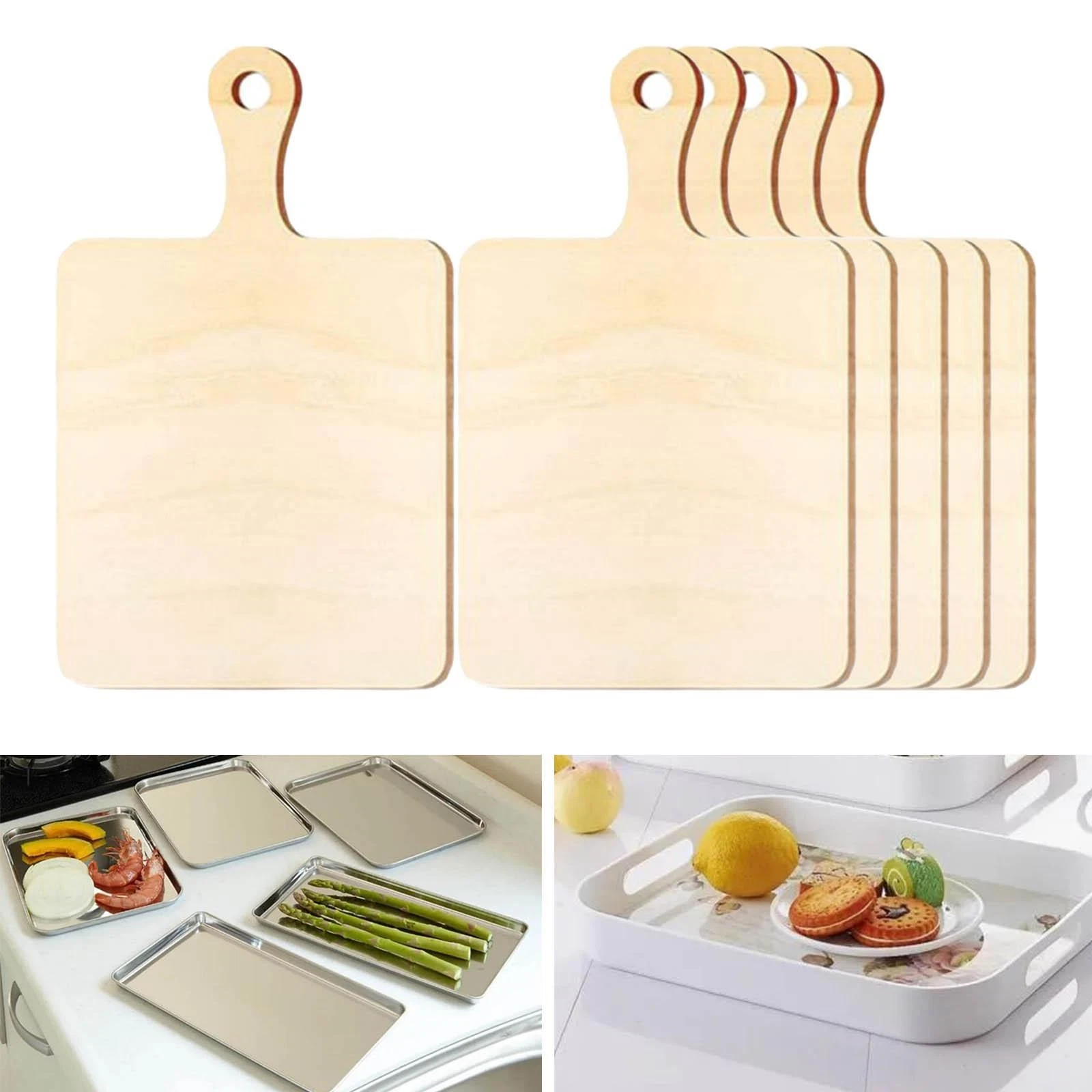 6 Pieces Rectangle Chopping Board Chopping Board Kit Rectangle BBQ for Home