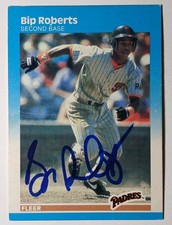 BIP ROBERTS SIGNED AUTOGRAPHED 1987 FLEER BASEBALL CARD SAN DIEGO PADRES SIGNED