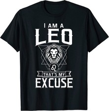NEW Lion Graphic Art July August Birthday Gifts Leo Zodiac T-Shirt - MADE IN USA