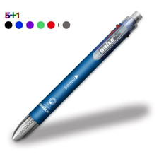 6 in 1 Multicolor Ballpoint Pens 5 Colors Ball Pen 1 Automatic Pencil with Erase