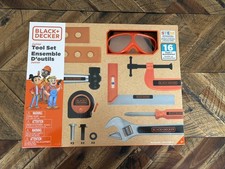 Black  Decker Junior Toy Tool Set Realistic Features includes Goggles 16-Pcs
