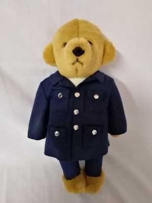 Merrythought 18 Zoll Polizist Sammlerstück blonder Bär in Uniform. Mütze fehlt.