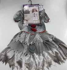 Womens Carnevil Scary Clown Dress Red White It-Inspired Adult Halloween Costume