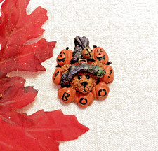 CLASSIC SPOOKY HALLOWEEN PIN BROOCH SCARY WITCH PUMPKINS BLACK HAT TEDDY BE HA21