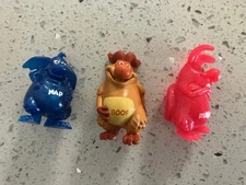 Lot of 3 Yowie World Monster Glitter Figures Toys 2" Boof, Nap, & Rumble