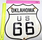 VINTAGE US ROUTE 66 OKLAHOMA PORCELAIN METAL HIGHWAY SIGN GAS OIL ROAD SHIELD