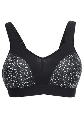Sport BH Level 3 Gr. (100) F Schwarz Ecrú Bedruckt Damen-Bra ohne Bügel Neu*