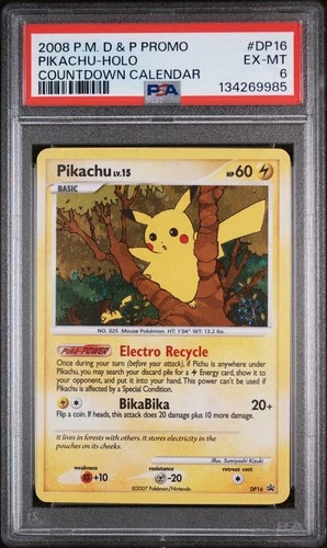 Pokemon Pikachu 2008 Countdown Calendar Holo Promo DP16 PSA 6