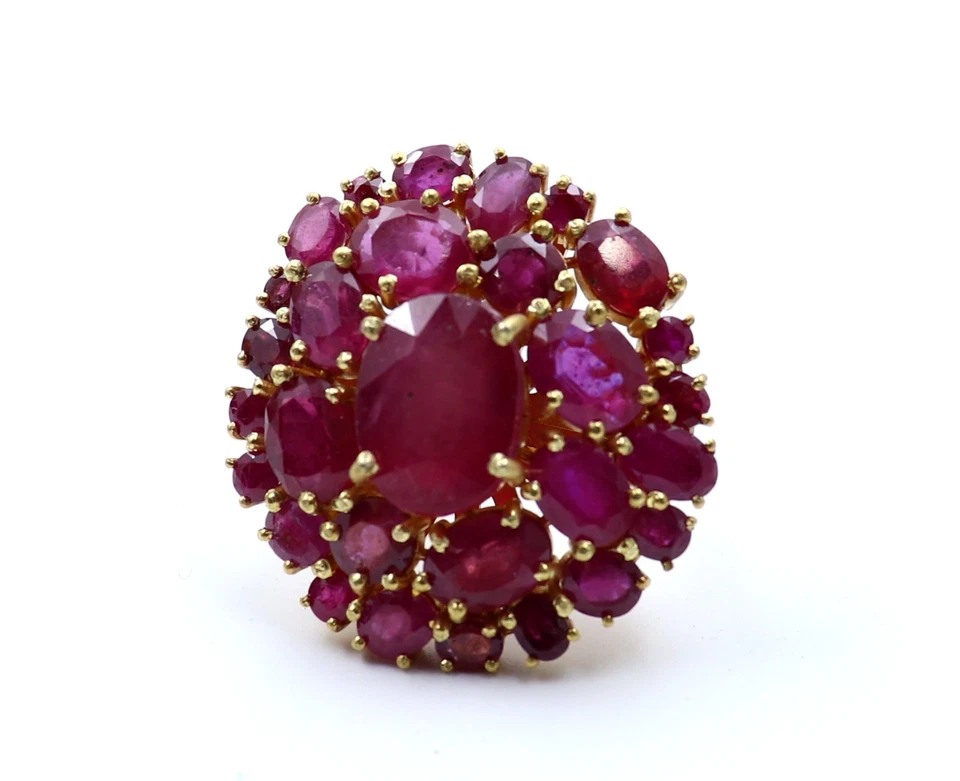 Antiguo anillo hecho a mano rubí natural victoriano vintage joyería fina regalo para ella Foto 3 de 4