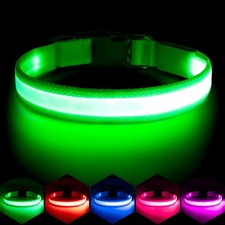 LED Dog Collar, Light Up Dog Collar Adjustable USB Rechargeable Super Bright ...