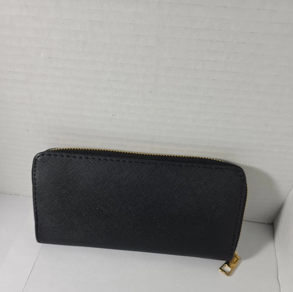 ElimPaul Wallet Womens Zip Around Clutch Faux Leather Black - Image 2 of 4