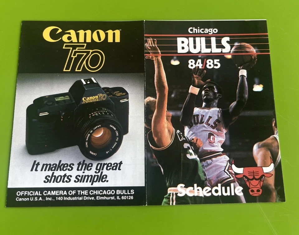 CHICAGO BULLS 1984-85 CALENDARIO DE BOLSILLO MICHAEL JORDAN NOVATO CANON PATROCINADOR CABRA Foto 2 de 4