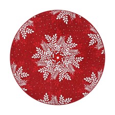 Coolmee 4x4 Christmas Snowflakes Living Room Rug Non Slip Low Pile Washable