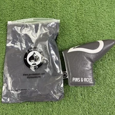 NEW Pins & Aces Spade Logo Blade Style Putter Headcover Gray White