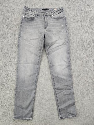 Mavi Jeans Women 31/32 Gray Emma Slim Boyfriend Stretch Denim Faded Distressed