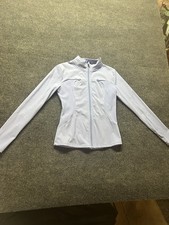 Women's Light Blue Full Zip Stretch Mock Neck Track Jacket Polyester Knit S