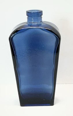 Vintage Handblown Recycled Glass Cobalt Blue Square Angle Glass Vase/Bottle 9 