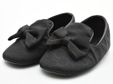 GUCCI GG monogram Baby First Shoes Black Bow Size 16 Infant UK0.5 US1 10cm 3.9in