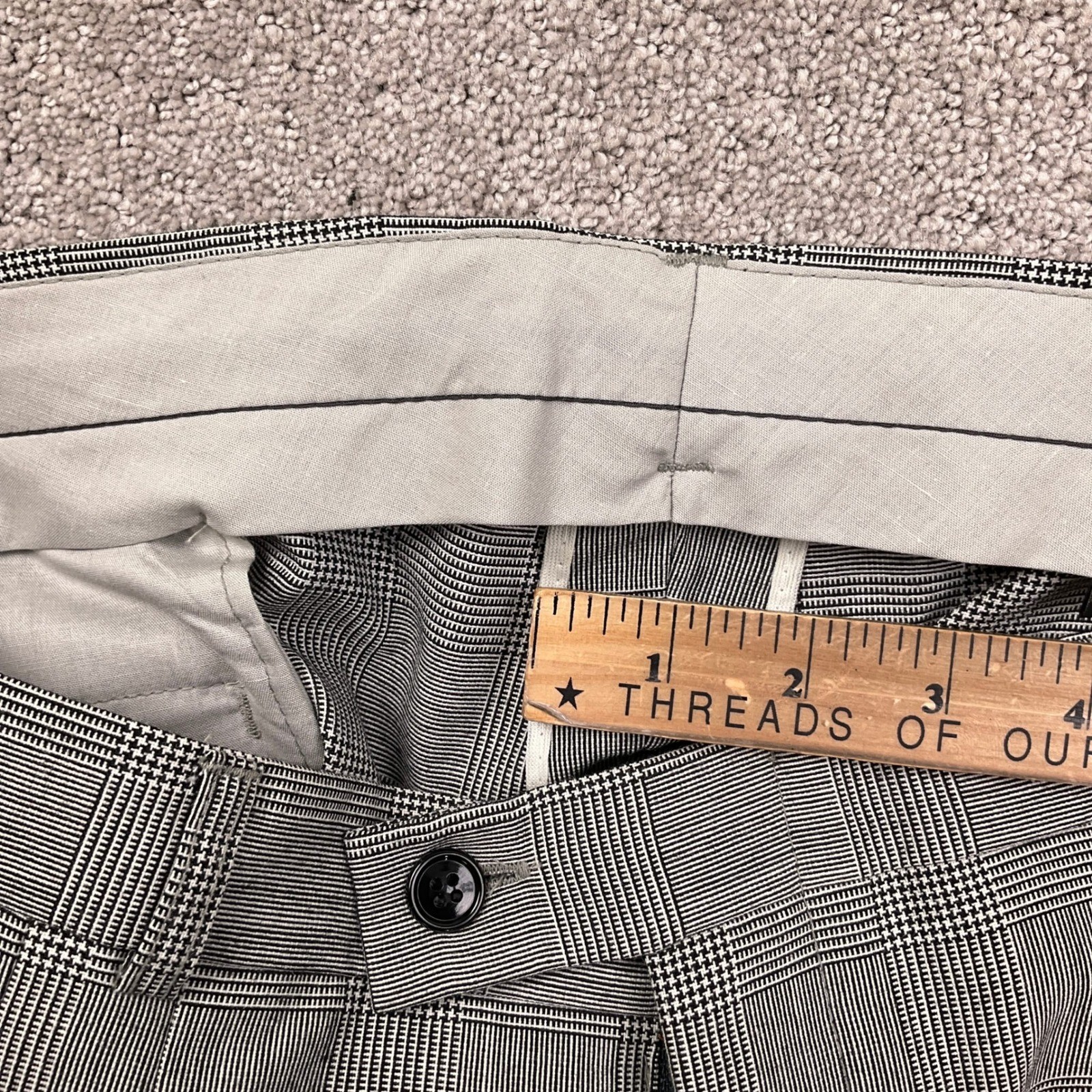 Egon von Fürstenberg Suit Mens 42R 35W 29L Gray Black Plaid Double Breasted VTG