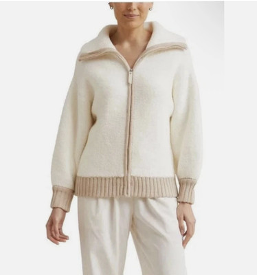 Kashwere Women's Cozy Full-Zip Jacket Size Large, cream