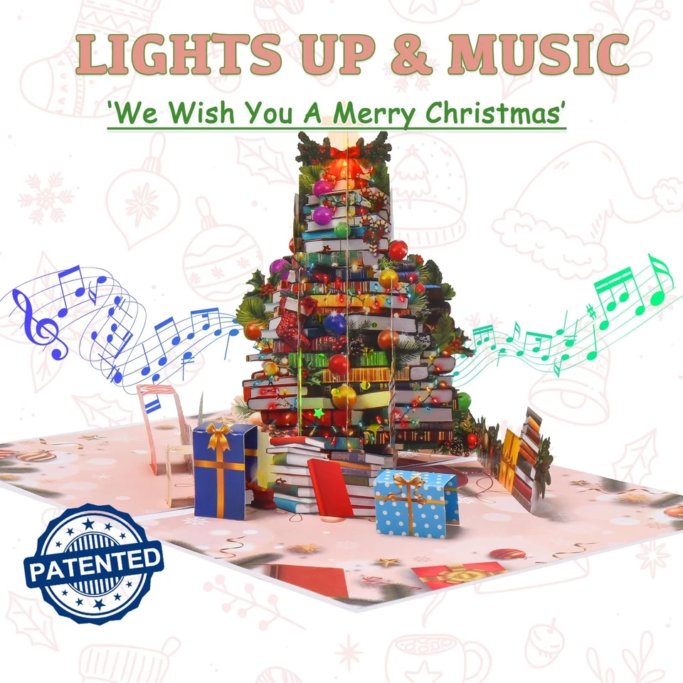 Tarjetas de Navidad Pop Up, Libros Diseño Árbol de Navidad, Popu musical 3D Hecho a mano... Foto 2 de 4