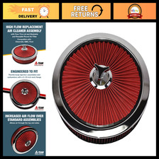 High-flow 14x3in Air Cleaner Assembly Red Chrome Top Performance Filter Chevy High-flow 14x3in Air Cleaner Assembly Red Chrome Top Performance Filter Chevy
