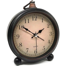 Vintage Retro Analog Alarm Clock, 4 inch Super Silent Non Ticking Small Clock...