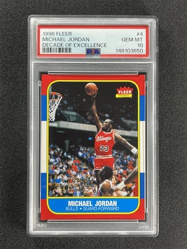 1996 Fleer Premier Michael Jordan #4 Decade Of Excellence Bulls PSA 10 GEM MT