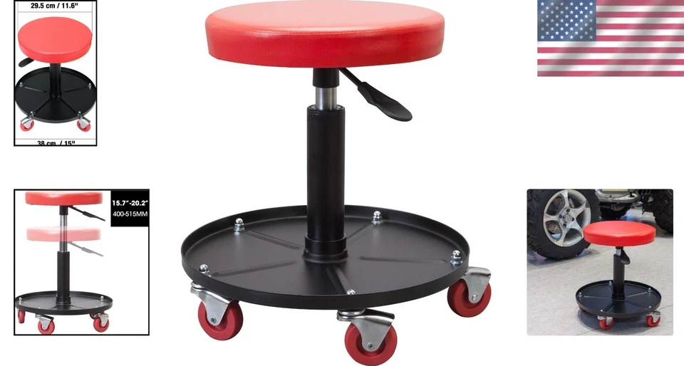 Torin Padded Mechanic Stool with Tool Tray - Image 2 of 4