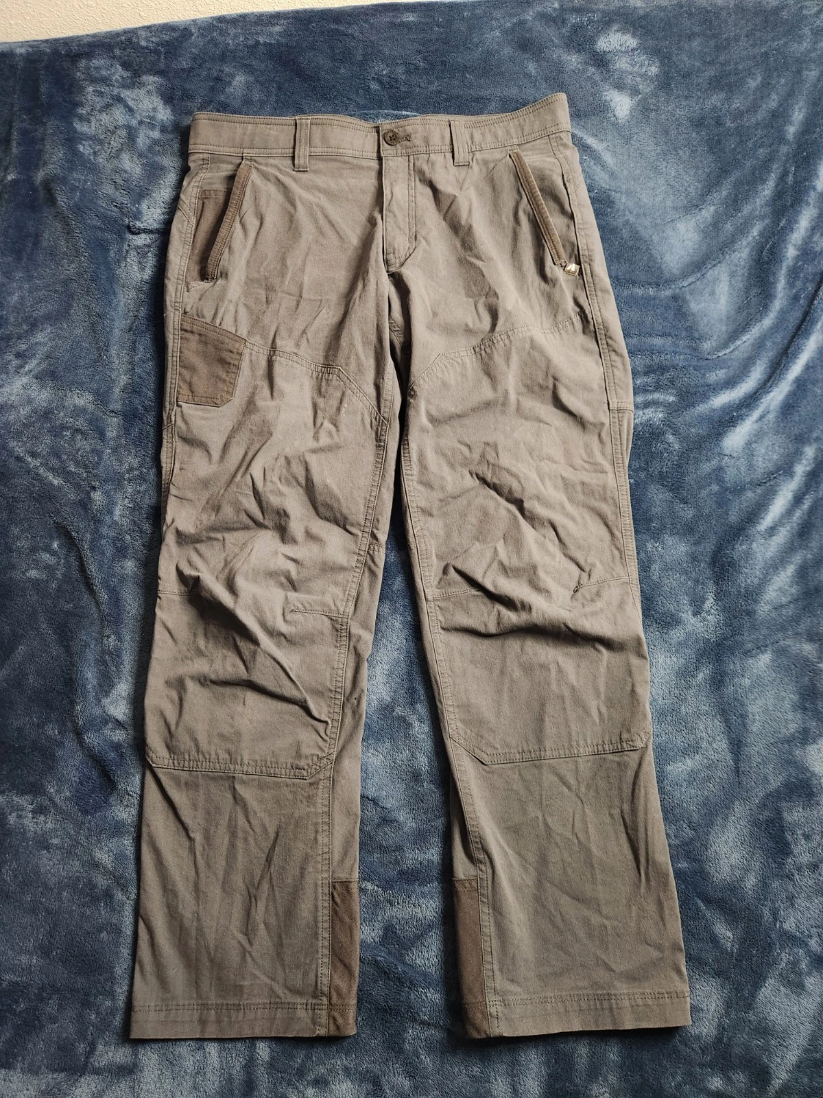 Eddie Bauer First Ascent Canvas Pants Mens Size 35x29 Gray Blue Outdoors Hiking