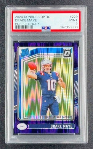 2024 Panini Donruss Optic Drake Maye #229 Purple Shock Rated Rookie PSA 9