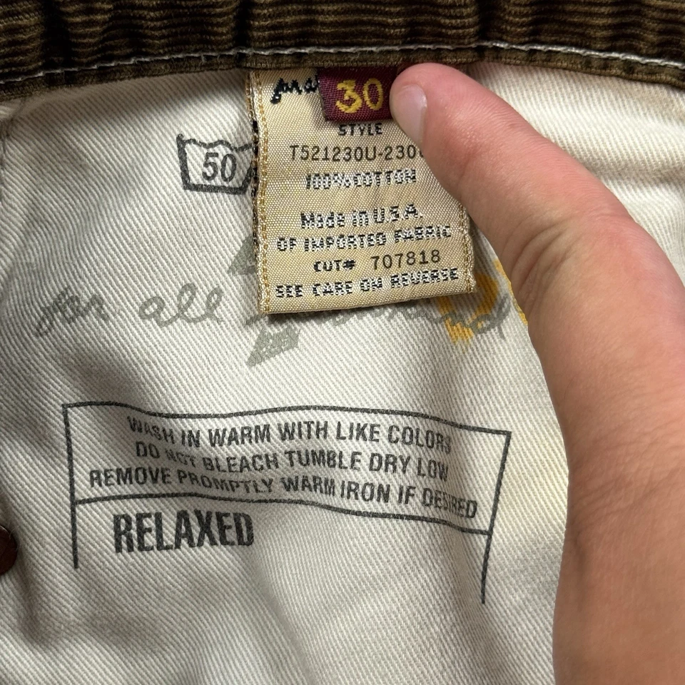 7 Для всего человечества брюки женщин 28 * коричневый расслабленный прямой вельвет кнопка мухи - Изображение 4 из 4