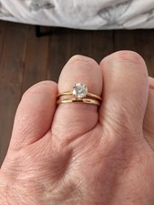 9ct. Yellow Gold And Authentic Lab Created Diamond Engagement And Wedding Band