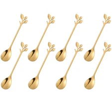 dcieiosul Gold Plated Stainless Steel Mini Coffee Espresso Spoon, Tableware F...