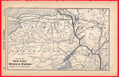 1894 NYO&W EISENBAHNKARTE - NEW YORK, ONTARIO & WESTERN RAILWAY und VERBINDUNGEN