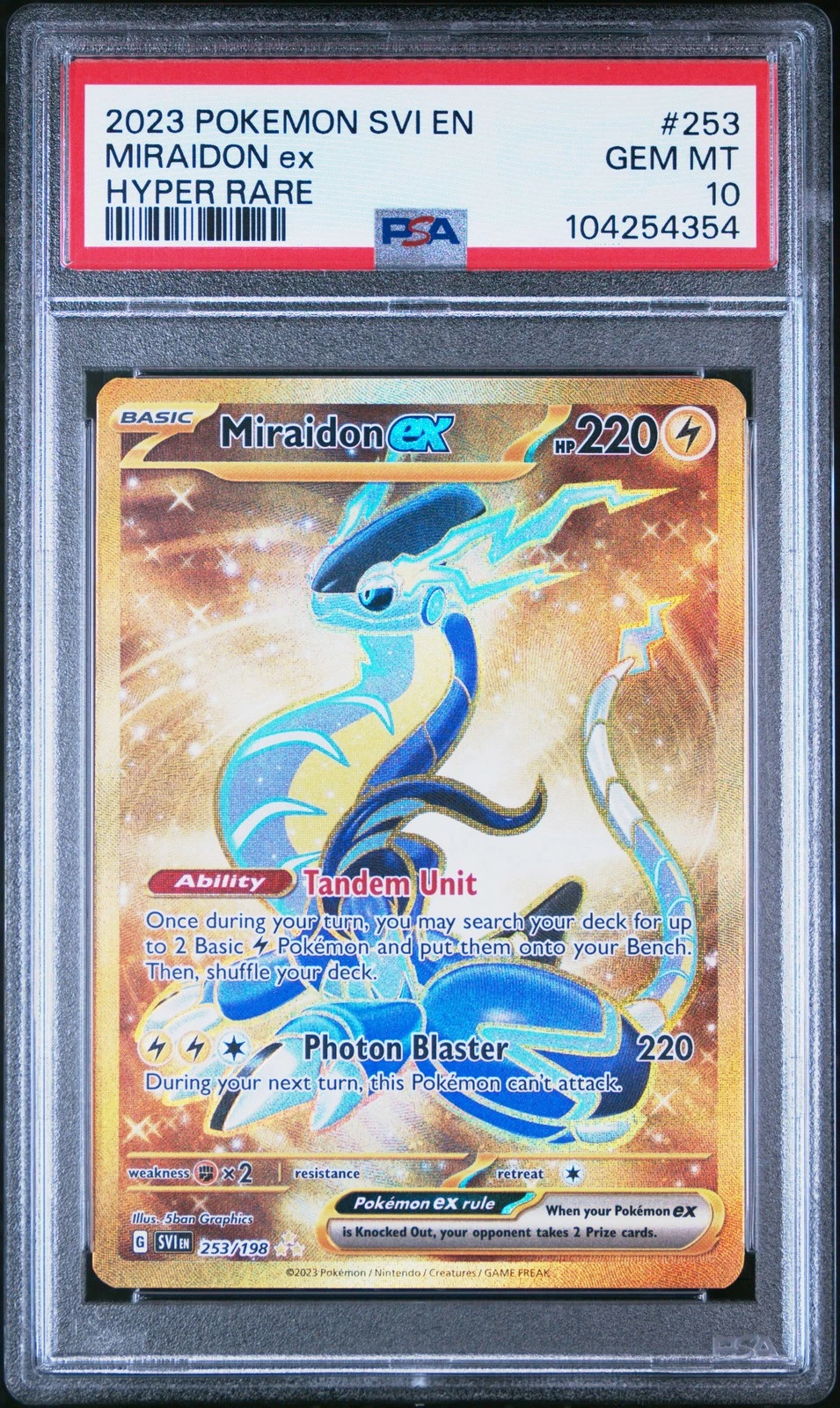 Miraidon ex 2023 Scarlet & Violet #253/198 Hyper Rare Miraidon ex 2023 Scarlet & Violet #253/198 Hyper Rare