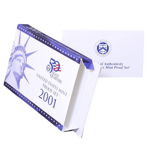 Empty Packaging Replacement Clad Proof Set Box & COA No Coins 2001