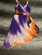 Womens S Guess by Marciano VTG Y2K 100% Silk Watercolor Asymmetrical Dress