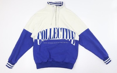 River Island Herren Pullover Sweatshirt blau Baumwolle Größe S - 1/4 Reißverschluss