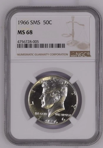 1966 SMS Kennedy Half Dollar NGC MS68