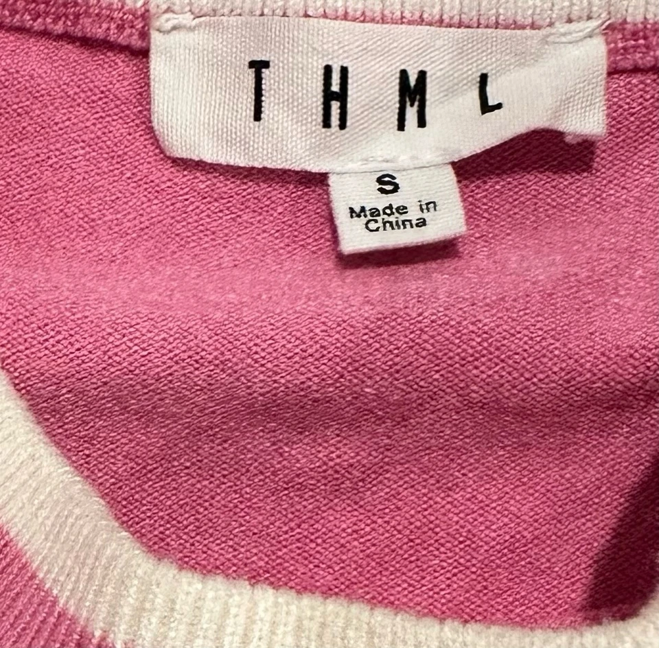 Suéter THML para mujer manga pequeña con volantes cuello redondo pulóver TMK1815-PK tejido Top Foto 2 de 4