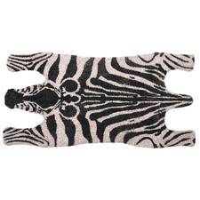 Image of Zebra Shaped Coir Door Floor Mat 75x38cm Black & White