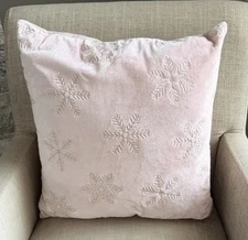  Pink Snowflake Decorative Holiday winter  DOWN Throw Pillow
