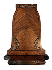 CONSOLE D' APPLIQUE ETAGERE EN BOIS DE PLACAGE, BRONZE DORE STYLE LOUIS XVI XIXè