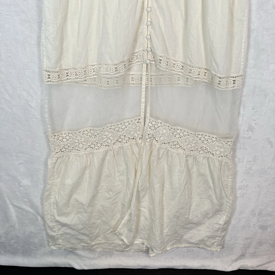 Forever 21 Dress Women L Ivory Lace Floral Maxi Crochet Country Cottage Button - Image 4 of 4