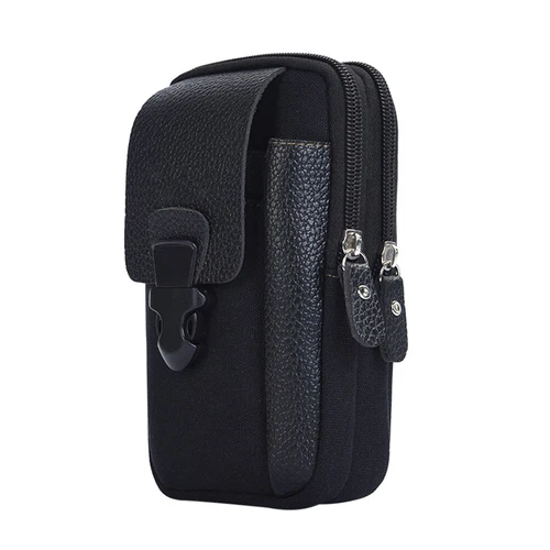 Canvas Men Waist Belt Bags Business Sports Casual Male Zip Mobile Phone Pouch - Picture 16 of 39