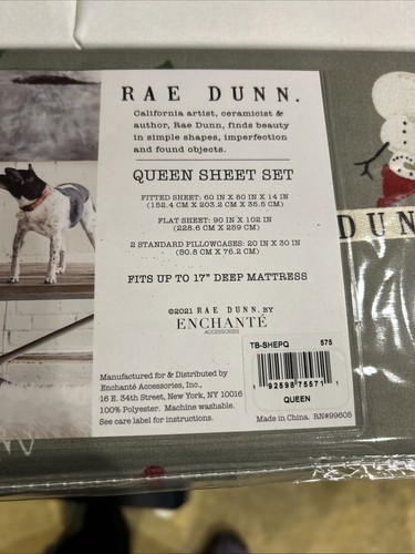 Rae Dunn Christmas Sheets - MERRY, Grey with Red Cars and Snowmen - Picture 2 of 3