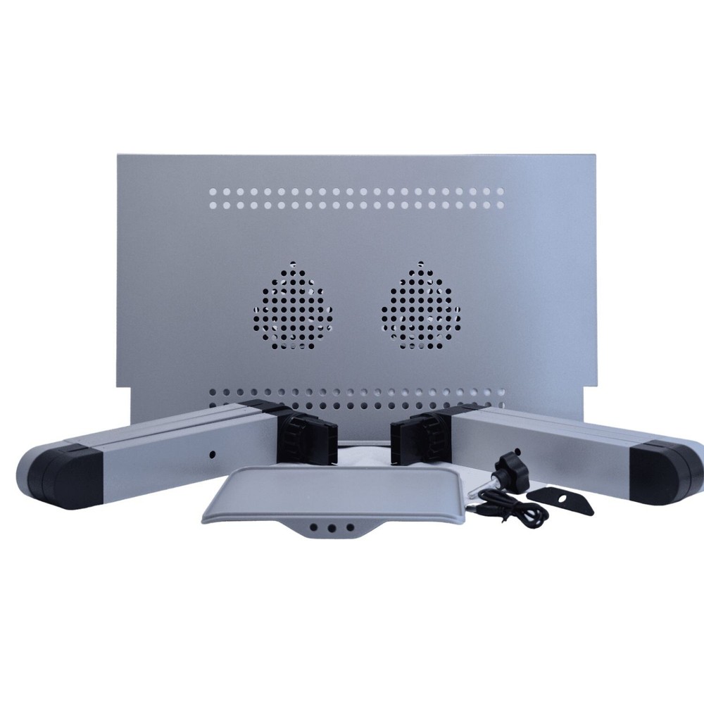 Adjustable Laptop Stand with Cooling Fan Mouse Pad Portable Lightweight Gray