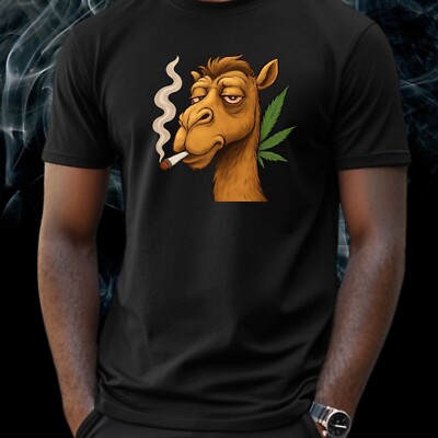 Herren T-Shirt Kamel raucht Gras Motiv Baumwolle Größe XS bis 5XL